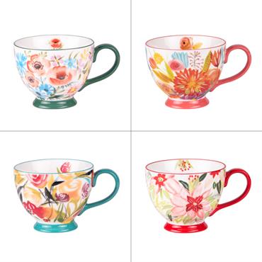 Lot de 4 tasse jumbo   45 cl  multicolores en grès