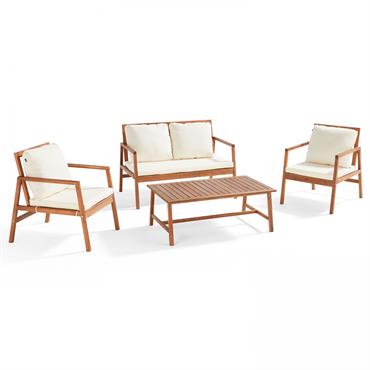 Salon de  jardin bois avec 1 canapé