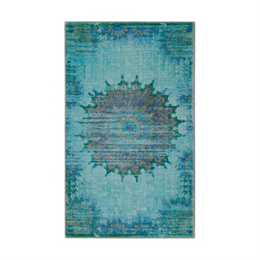 Tapis de bain bleu turquoise motif oriental vintage imprimé 70x120