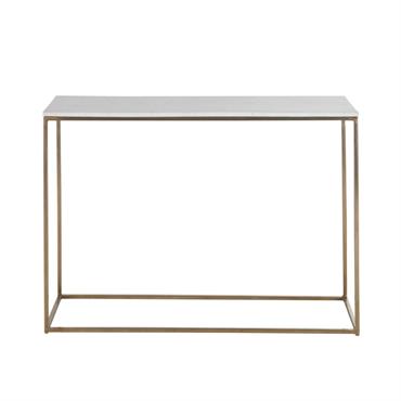 Console en marbre blanc et métal coloris laiton