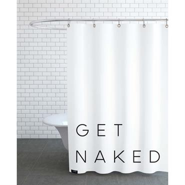 Rideau de douche en polyester en blanc & noir 150x200