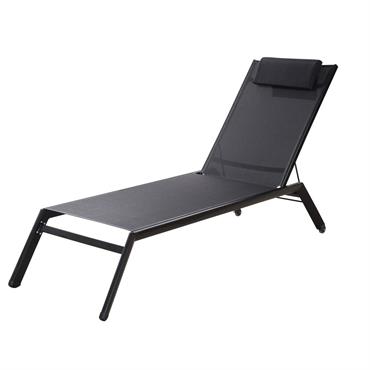 Bain de soleil en aluminium et toile plastifiée noire