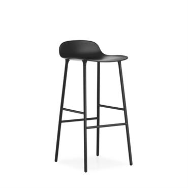 Tabouret de bar en acier et pp noir 75 cm