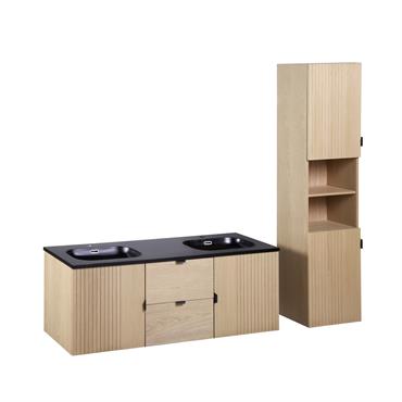 Meuble double vasque 140cm chêne  suspendu 
