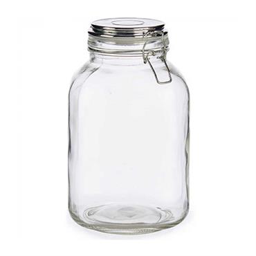 Bocal cuisine hermétique en verre couvercle clip métal chromé 3L