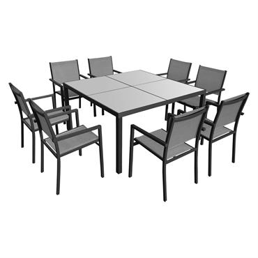 Le salon de jardin CAGLIARI est un très bel ensemble composé d'une table et de 8 chaises. Ses couleurs modernes et son design épuré en font un salon très tendance. ...