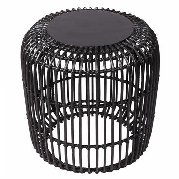 Table basse en rotin noir et teck