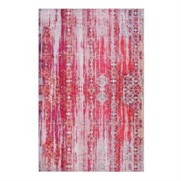 Tapis plat motif vintage rose orangé pour une déco bohème 190x130