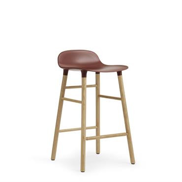 Tabouret de bar en chêne naturel et pp rouge 65 cm