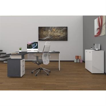 BUREAU - Bureau PC d'angle, Table de bureau polyvalente, Bureau gain de place multi-positions, 100% Made in Italy, 160x60h75 cm, Ardoise et Blanc Brillant.  STRUCTURE ET UTILISATION - Le ...