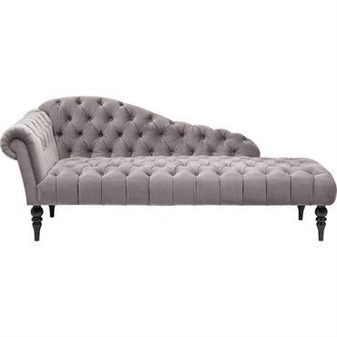 Méridienne en velours gris et hêtre noir