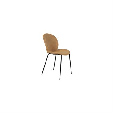 Chaise en velours ocre avec pieds en acier