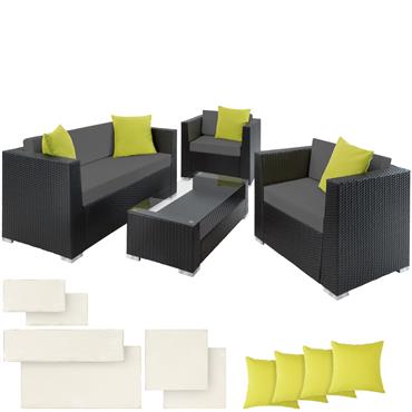 Canapé de jardin Lounge en rotin Avec cadre en aluminium noir