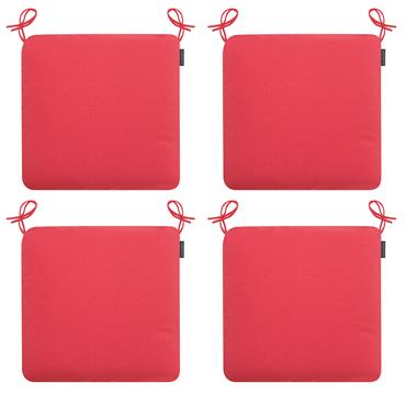 Galettes de chaises extérieur à nouettes rouge - Lot de 4 - 44x44