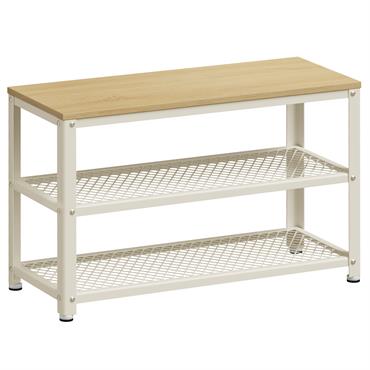 Banc à chaussures 73 x 30 x 45 cm Beige Chêne et Blanc