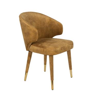 Chaise en velours ocre
