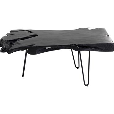 Table basse en teck massif noir et acier