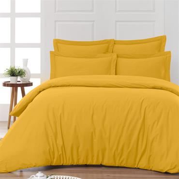 Drap plat en percale de coton  safran 180x290 cm