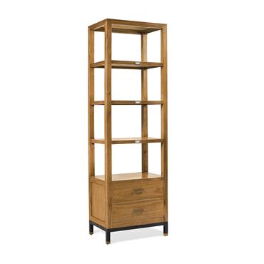 Bibliothèque en bois de mindi marron et métal noir H 190 cm