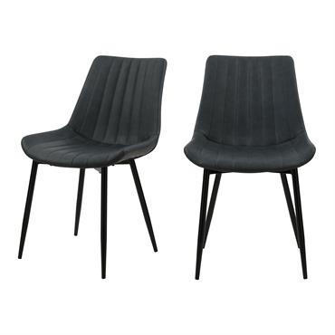 Chaise en cuir synthétique gris foncé et métal noir 