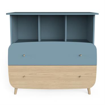 Commode 2 tiroirs et 3 niches L96 cm - Bleu