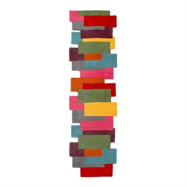 Tapis géométrique design en laine multicolore 60x230