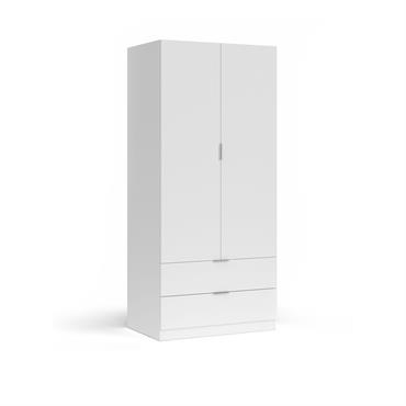 Armoire 2 portes effet bois blanc 187x52 cm