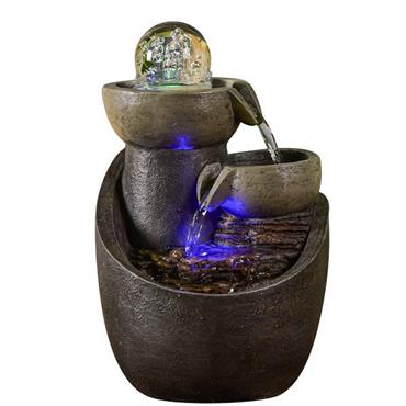 Fontaine Cascade Zen en Jarre résine Bronze et lumière led - H28