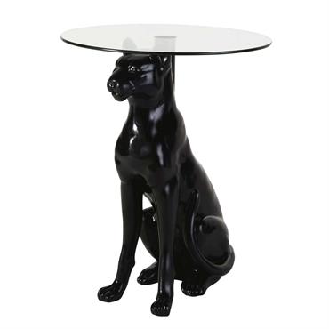 Bout de canapé panthère noir et verre recyclé