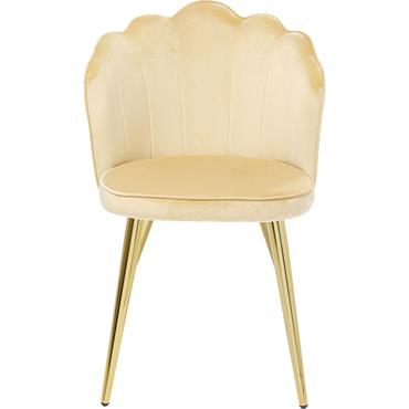 Chaise en velours beige et acier doré