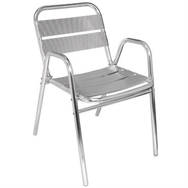 Lot de 4 chaises empilables en aluminium gris 78x60x49