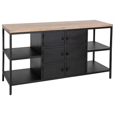 Meuble sous vasque en métal noir 150x50 cm