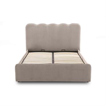 Lit coffre en Velours 140x190 cm taupe