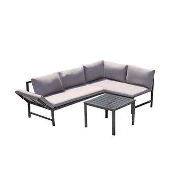 Salon de jardin bas 4 places gris clair
