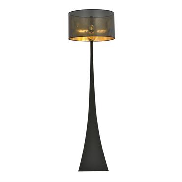 Lampadaire moderne et élégant avec abat-jour noir et intérieur doré