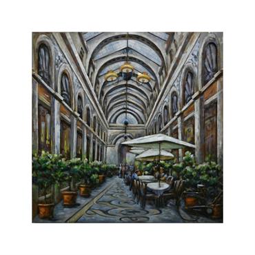 Tableau relief en métal restaurant sous voutes de verre 100x100