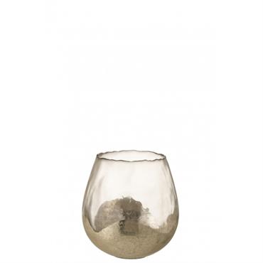 Photophore rond verre or large H18cm