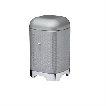 Boîte à thé rétro en inox gris