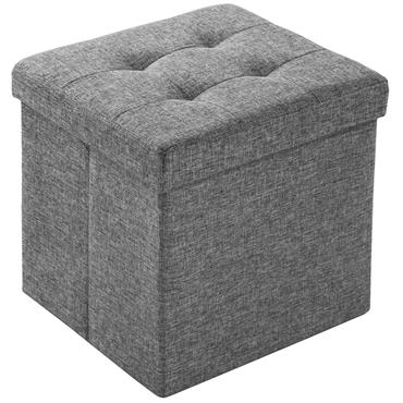 Banc Tabouret Coffre de rangement Pliable Polyester gris clair