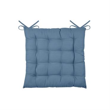 Galette de chaise unie et classique coton bleu marine 38x38 cm