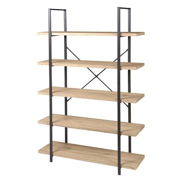 Etagère design industriel bois et métal noir