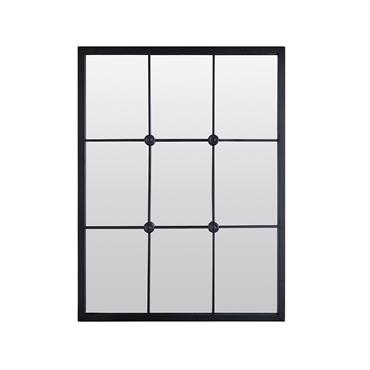 Miroir industriel noir avec cabochons 80x60cm