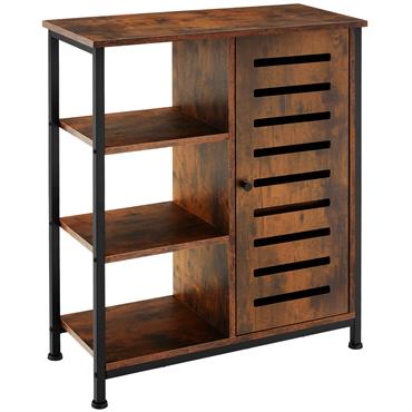 Buffet style industriel pieds réglables 70 x 32 x 82 cm bois foncé