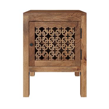Table de chevet ajourée en bois de manguier