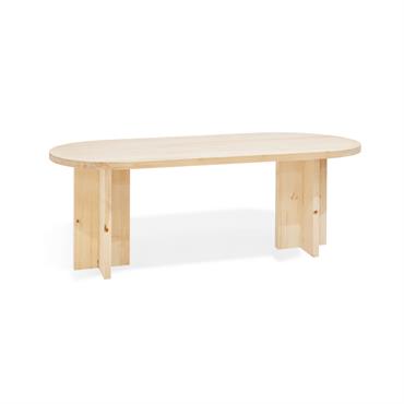 Table à manger ovale en bois de sapin naturel 180x75cm