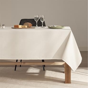 Nappe jacquard toucher tissu et traitement antitache Blanc 140x300 cm