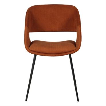 Chaise design velours côtelé cognac pieds métal ADA