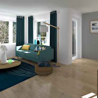 Proposition d'agencement et de décoration d'un appartement de 3 pièces acheté sur plan.  Domozoom