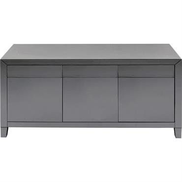 Buffet 3 portes 3 tiroirs en verre gris