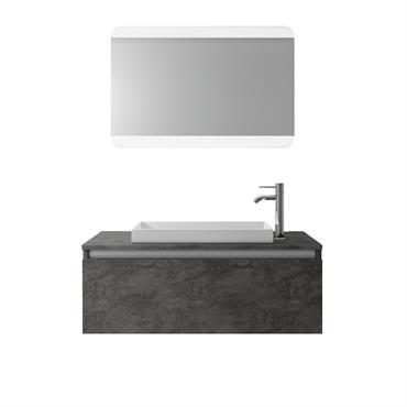 Meuble de salle de bain 3 pièces en mélamine oxyde